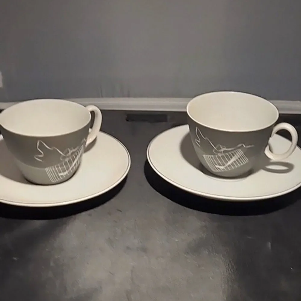 1953 Johann Haviland Papageno 2 Cup Saucer Sets Latham Loewy MCM